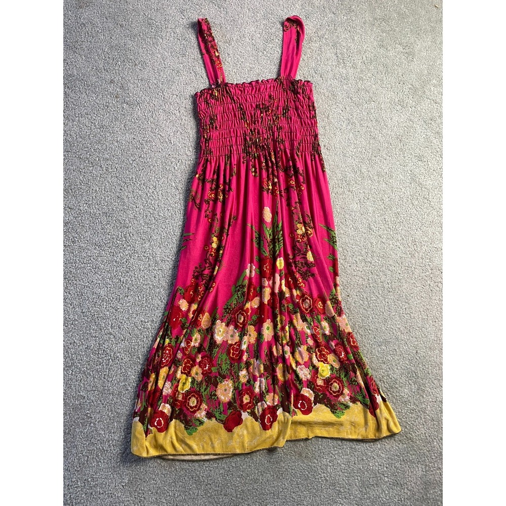 Ace Fashion Dress Girls Size Large Pink Yellow Semi-Sheer Sundress Floral Duster
